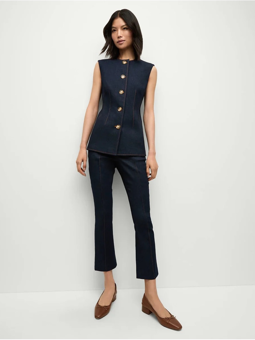 Veronica Beard Jessup Denim Vest and Pants Set, 4